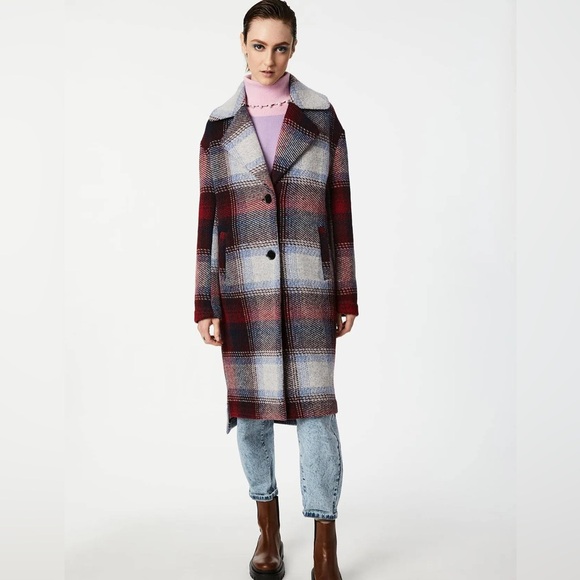 Anthropologie Bernie Bernardo Plaid Oversized Wool Blanket Coat XXL - Picture 1 of 11